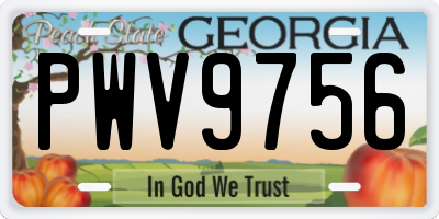 GA license plate PWV9756