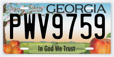 GA license plate PWV9759