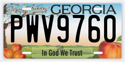 GA license plate PWV9760