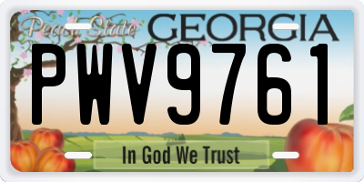 GA license plate PWV9761