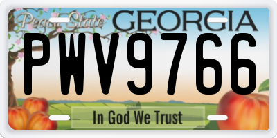 GA license plate PWV9766
