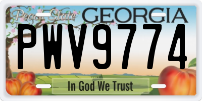 GA license plate PWV9774