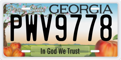 GA license plate PWV9778