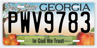 GA license plate PWV9783