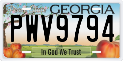 GA license plate PWV9794