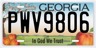 GA license plate PWV9806