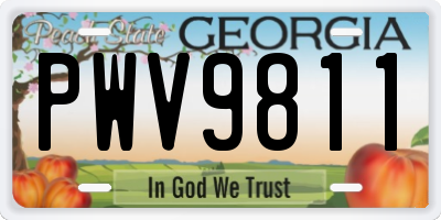 GA license plate PWV9811