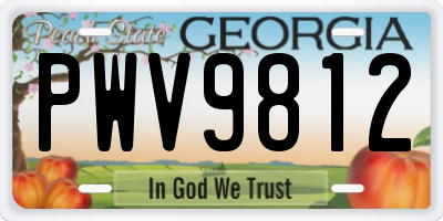 GA license plate PWV9812