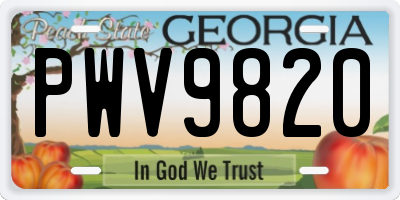 GA license plate PWV9820