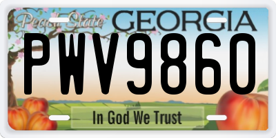 GA license plate PWV9860