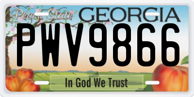 GA license plate PWV9866