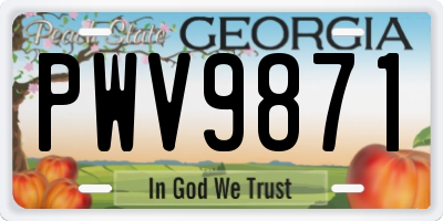 GA license plate PWV9871
