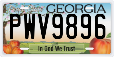 GA license plate PWV9896