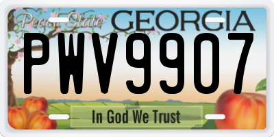 GA license plate PWV9907
