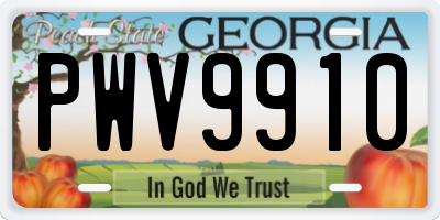 GA license plate PWV9910