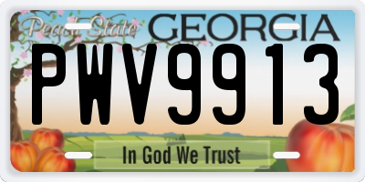 GA license plate PWV9913