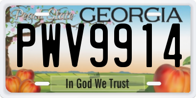 GA license plate PWV9914