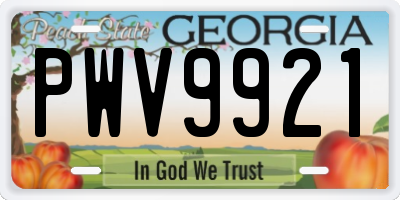 GA license plate PWV9921