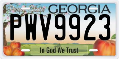 GA license plate PWV9923