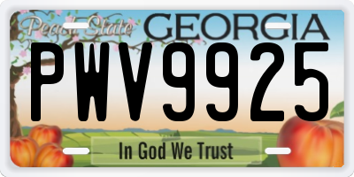 GA license plate PWV9925