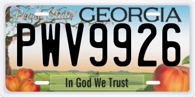 GA license plate PWV9926