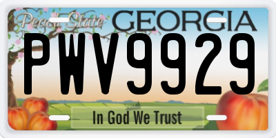 GA license plate PWV9929