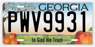 GA license plate PWV9931