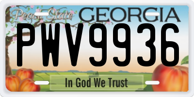 GA license plate PWV9936
