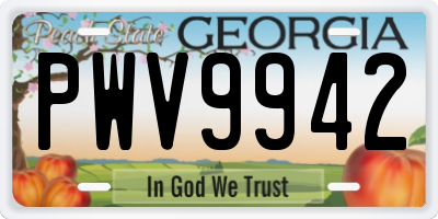 GA license plate PWV9942