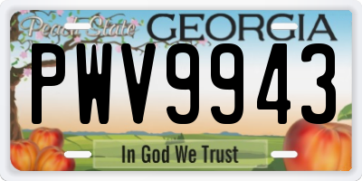GA license plate PWV9943