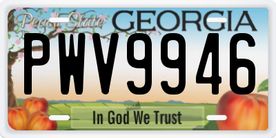 GA license plate PWV9946