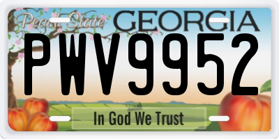 GA license plate PWV9952
