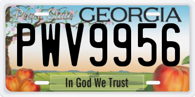 GA license plate PWV9956