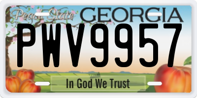 GA license plate PWV9957
