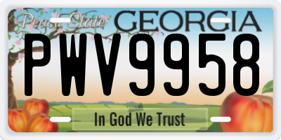 GA license plate PWV9958