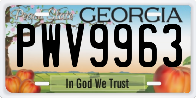 GA license plate PWV9963