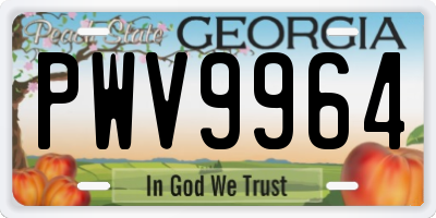 GA license plate PWV9964