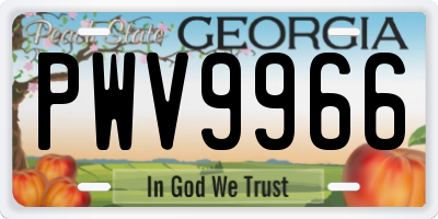 GA license plate PWV9966