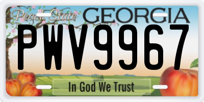 GA license plate PWV9967