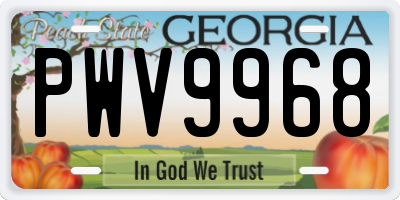 GA license plate PWV9968
