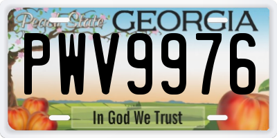 GA license plate PWV9976