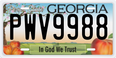 GA license plate PWV9988