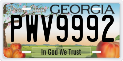 GA license plate PWV9992