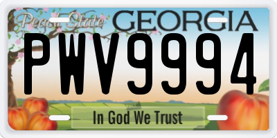 GA license plate PWV9994