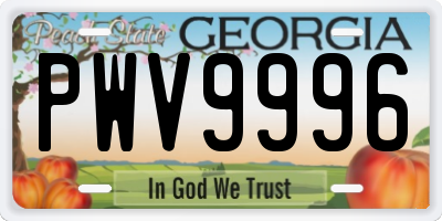 GA license plate PWV9996