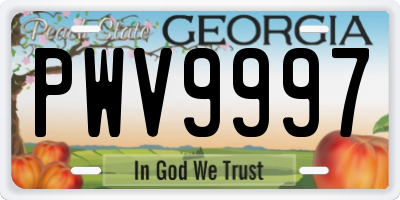 GA license plate PWV9997