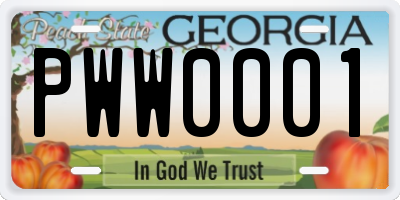 GA license plate PWW0001