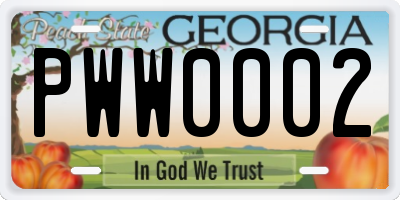 GA license plate PWW0002