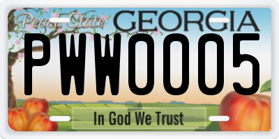 GA license plate PWW0005