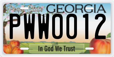 GA license plate PWW0012